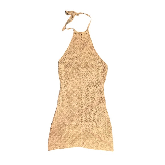 Lovers and Friends Equator Crochet Halter Dress in Tan - Picture 10 of 11